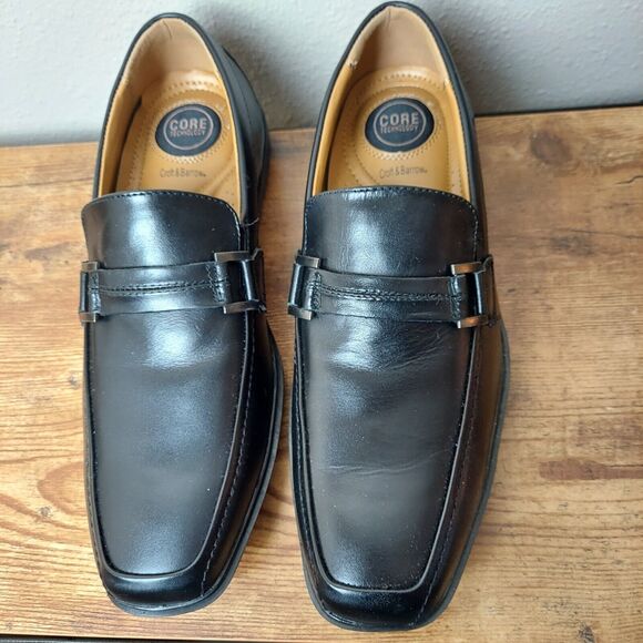 Men's Black Dress Shoes 8 M Croft & Barrow Slip On Oxfords Leather Square Toe - Picture 5 of 10